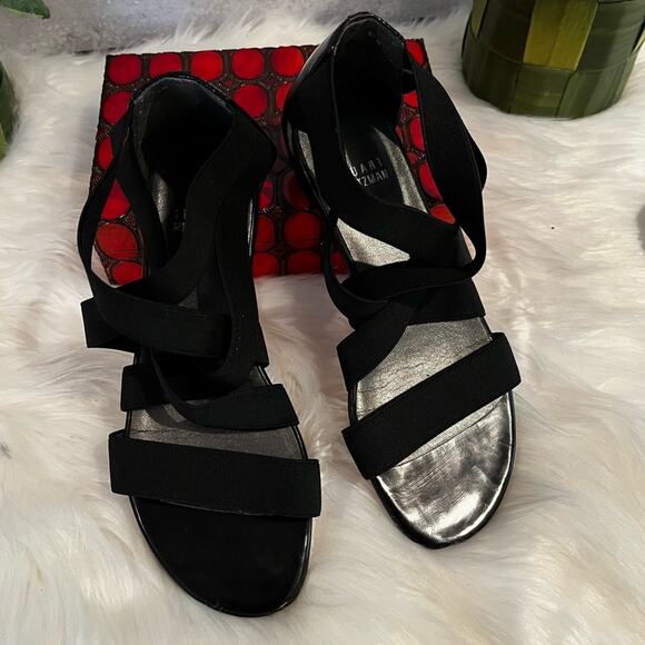 NEW Stuart Weitzman Crisscrossed Strap Ankle Flat Sandals Black Sz 5.5 NWOB - Picture 5 of 14